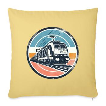E-Lok mit Güterzug - Sofakissenbezug 45 x 45 cm - Hellgelb - Vorne