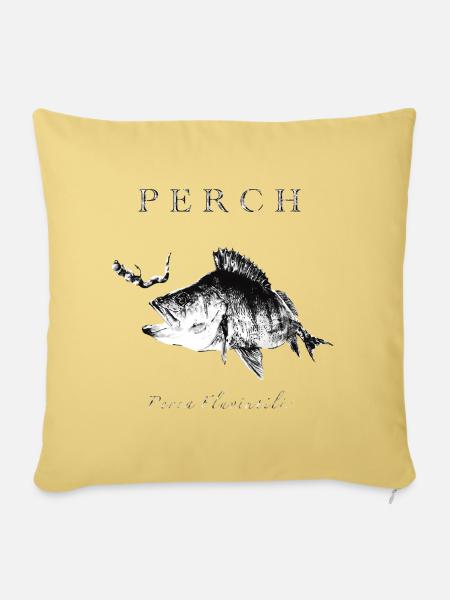 Barsch Angler - Kunstköder für Raubfisch - Sofakissenbezug 45 x 45 cm - Hellgelb