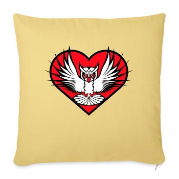 Owl Heart Symbol Shape Bird Love Eagle Owl Flying Cool - Sofa pillowcase 17,3'' x 17,3'' (45 x 45 cm) - washed yellow - Front