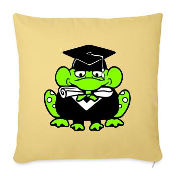 grenouille diplôme d’études secondaires réussi collège mignon - Housse de coussin décorative 45 x 45 cm - jaune délavé - Devant