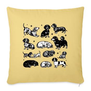 Teckel teckel rétro années 90 - Housse de coussin décorative 45 x 45 cm - jaune délavé - Devant