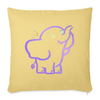 Cheerful purple outline elephant - Sofa pillowcase 17,3'' x 17,3'' (45 x 45 cm) - washed yellow - Front