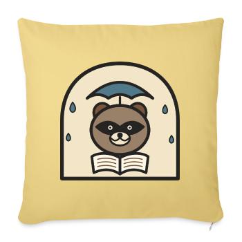 Waschbär liest unter Regenschirm - Sofakissenbezug 45 x 45 cm - Hellgelb - Vorne