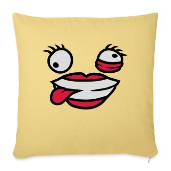 Visage comique féminin fou - Housse de coussin décorative 45 x 45 cm - jaune délavé - Devant