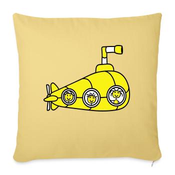Drôle 3 sous-marin équipage équipe trois amis marins - Housse de coussin décorative 45 x 45 cm - jaune délavé - Devant