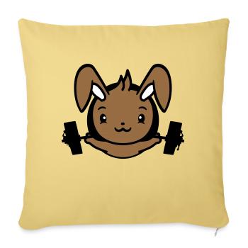 Bunny Bodybuilder Gym Muscles Fort Fitness Poids - Housse de coussin décorative 45 x 45 cm - jaune délavé - Devant