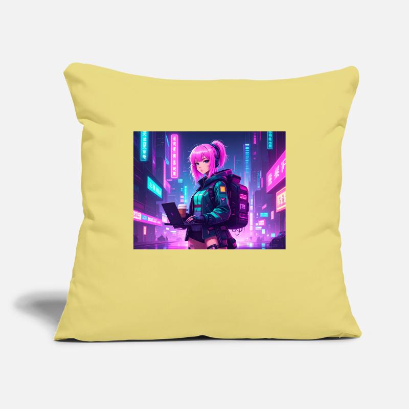 Neon Hacker Girl – Ready to Code & Conquer Sofakissenbezug 45 x 45 cm