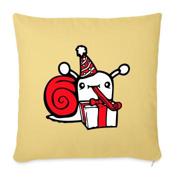 escargot anniversaire fête cadeaux chapeau mignon - Housse de coussin décorative 45 x 45 cm - jaune délavé - Devant