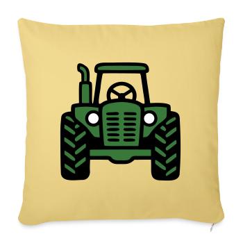 Logo de vue frontale du tracteur - Housse de coussin décorative 45 x 45 cm - jaune délavé - Devant