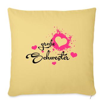 Große Schwester - Bestes Geburtstagsgeschenk - Housse de coussin décorative 45 x 45 cm - jaune délavé - Devant