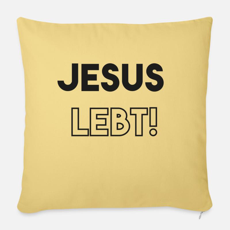 Jesus lebt - Sofakissenbezug 45 x 45 cm - Hellgelb