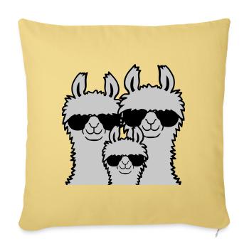 Lama Family Parents Child - Sofa pillowcase 17,3'' x 17,3'' (45 x 45 cm) - washed yellow - Front