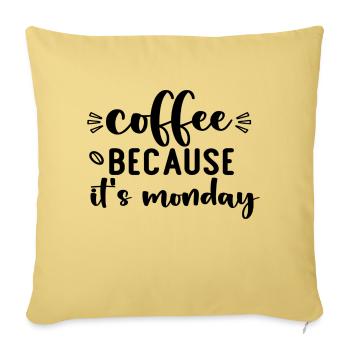 Café parce que c’est lundi - Housse de coussin décorative 45 x 45 cm - jaune délavé - Devant