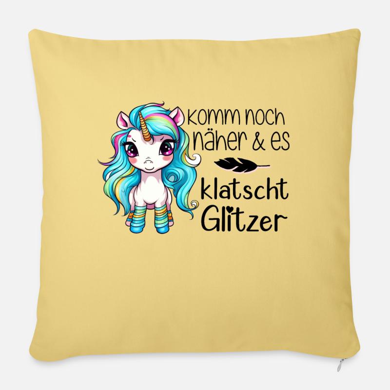 Einhorn & Es Klatscht Glitzer - Sofakissenbezug 45 x 45 cm - Hellgelb