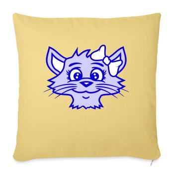 Cute Girl Cat Pretty Bow Woman Female - Sofa pillowcase 17,3'' x 17,3'' (45 x 45 cm) - washed yellow - Front