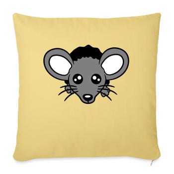 Maus Wand Loch Mauseloch Guckt Süß Lustig Comic - Sofakissenbezug 45 x 45 cm - Hellgelb - Vorne