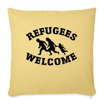 Refugees Welcome - Sofakissenbezug 45 x 45 cm - Hellgelb - Vorne