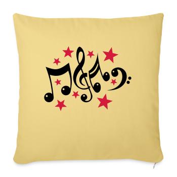 notes de musique et 2c étoiles - Housse de coussin décorative 45 x 45 cm - jaune délavé - Devant