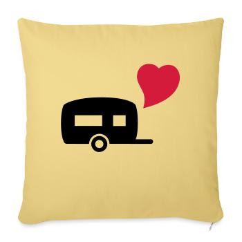 camping_love - Housse de coussin décorative 45 x 45 cm - jaune délavé - Devant