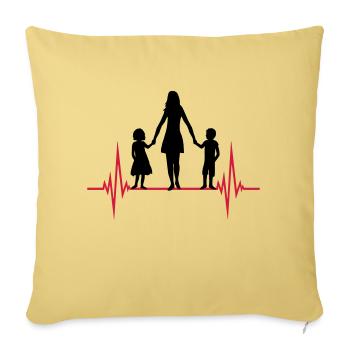 Herzschlag Mama Kinder - Sofakissenbezug 45 x 45 cm - Hellgelb - Vorne
