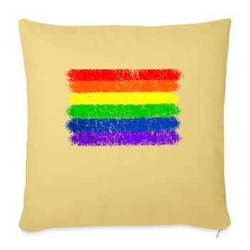 Drapeau arc-en-ciel Vintage - Housse de coussin décorative 45 x 45 cm - jaune délavé - Devant