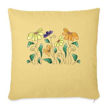 Fleur - Housse de coussin décorative 45 x 45 cm - jaune délavé - Devant