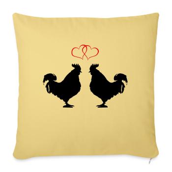 L’amour du coq - Housse de coussin décorative 45 x 45 cm - jaune délavé - Devant