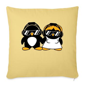 Two Penguins DJ Pair Headphones Sunglasses Team - Sofa pillowcase 17,3'' x 17,3'' (45 x 45 cm) - washed yellow - Front