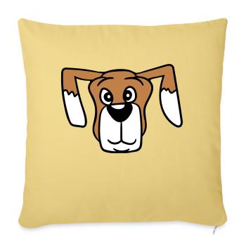 Visage de chien Petit Tête d’animal de compagnie Mignon - Housse de coussin décorative 45 x 45 cm - jaune délavé - Devant
