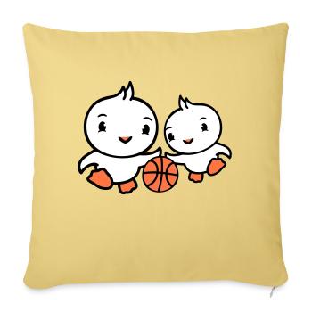 2 Birds Playing Basketball Together Fun Sports Cute - Sofa pillowcase 17,3'' x 17,3'' (45 x 45 cm) - washed yellow - Front