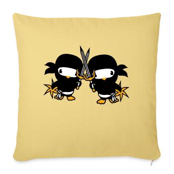 2 Oiseaux Ninja Fighter Assassin Épée Ninja Star - Housse de coussin décorative 45 x 45 cm - jaune délavé - Devant