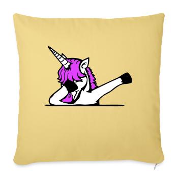 Licorne Dabbing Dab Danse Soirée Pose Geste Drôle - Housse de coussin décorative 45 x 45 cm - jaune délavé - Devant
