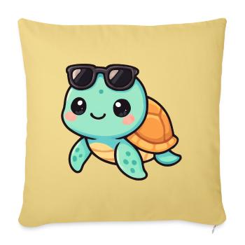 Cute turtle cartoon with sunglasses - Sofa pillowcase 17,3'' x 17,3'' (45 x 45 cm) - washed yellow - Front