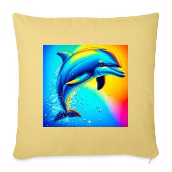 dauphin - Housse de coussin décorative 45 x 45 cm - jaune délavé - Devant