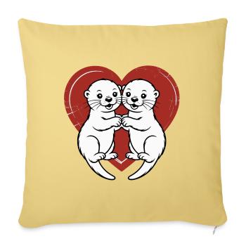 Verliebte Otter - Sofakissenbezug 45 x 45 cm - Hellgelb - Vorne