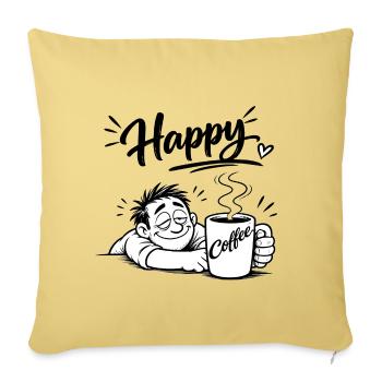 Coffee makes you happy - Sofa pillowcase 17,3'' x 17,3'' (45 x 45 cm) - washed yellow - Front