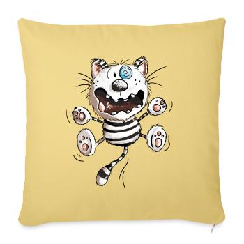 Crazy Cat - Funny Cats - Kitten - Comic-Fun - Sofa pillowcase 17,3'' x 17,3'' (45 x 45 cm) - washed yellow - Front