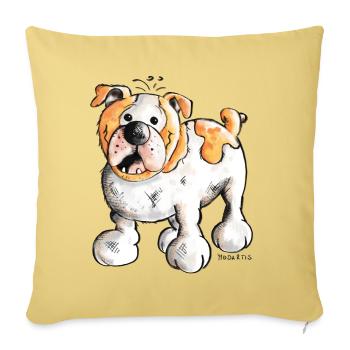 Bulldog anglais - Housse de coussin décorative 45 x 45 cm - jaune délavé - Devant