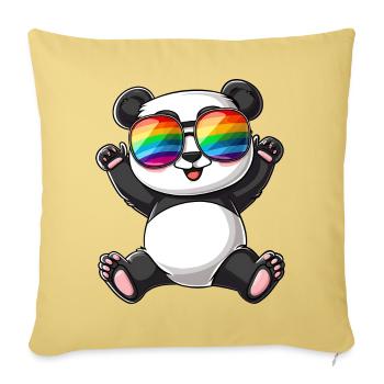 Panda Cartoon avec une fierté Lunettes arc-en-ciel. - Housse de coussin décorative 45 x 45 cm - jaune délavé - Devant
