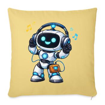 Space robot DJ with headphones - Sofa pillowcase 17,3'' x 17,3'' (45 x 45 cm) - washed yellow - Front