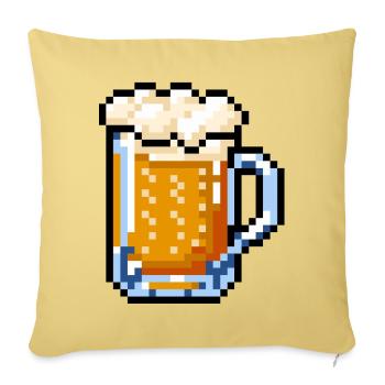 Pixel Art sur verre à bière – Design rétro de bière - Housse de coussin décorative 45 x 45 cm - jaune délavé - Devant