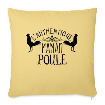 L'authentique maman poule. Fête des mères. Mère - Housse de coussin décorative 45 x 45 cm - jaune délavé - Devant