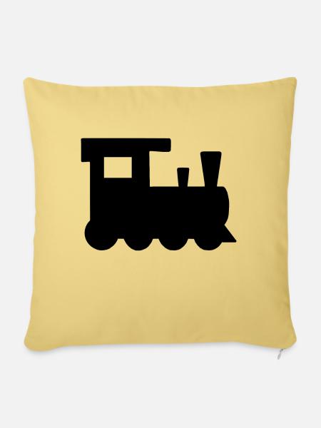 Lokomotive Kinderspielzeug Zug Bahn Schienen - Sofakissenbezug 45 x 45 cm - Hellgelb