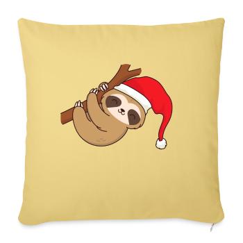 Noël Noël paresseux Père Noël chapeau branche - Housse de coussin décorative 45 x 45 cm - jaune délavé - Devant