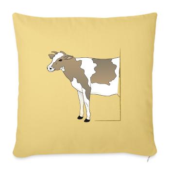 Vache - Demi-vache dans le cadre - Housse de coussin décorative 45 x 45 cm - jaune délavé - Devant
