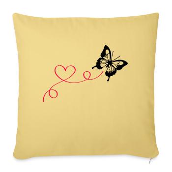 Butterfly Love - Sofa pillowcase 17,3'' x 17,3'' (45 x 45 cm) - washed yellow - Front