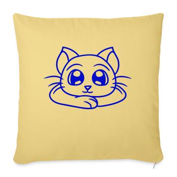 chat mignon a l’air heureux souriant chaton amusant - Housse de coussin décorative 45 x 45 cm - jaune délavé - Devant