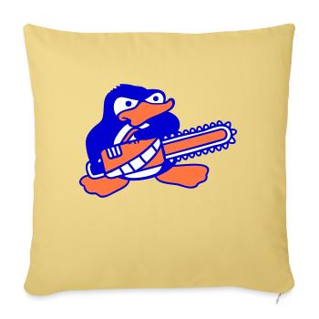 Dangereuse tronçonneuse pingouin Nasty Angry Saw - Housse de coussin décorative 45 x 45 cm - jaune délavé - Devant