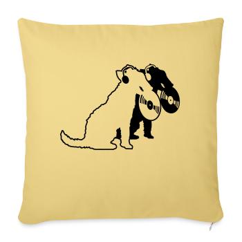2 Dogs DJ Music Club Disco Vinyle Équipe Crew - Housse de coussin décorative 45 x 45 cm - jaune délavé - Devant