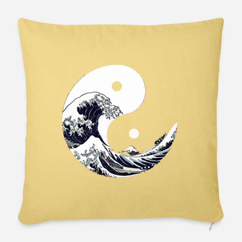 Yin-yang-Welle Kanagawa - Sofakissenbezug 45 x 45 cm - Hellgelb
